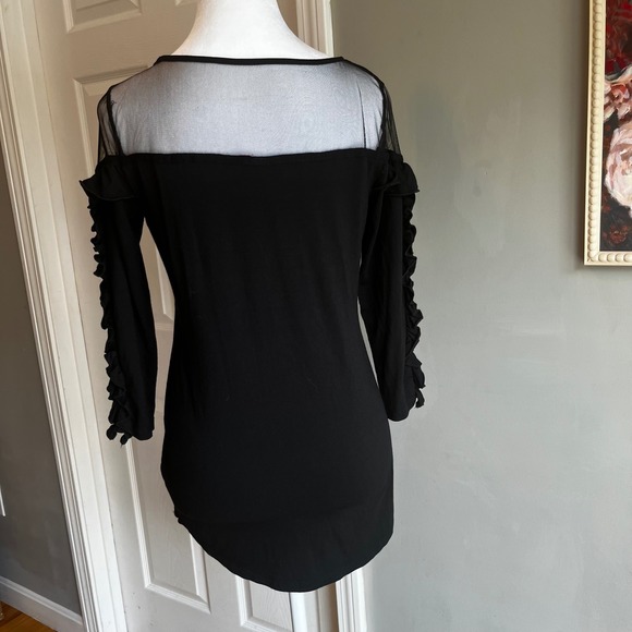 Love Scarlett Black Ruffle Off Shoulder Mesh Top Blouse Whimsical Goth Victorian - Picture 2 of 7